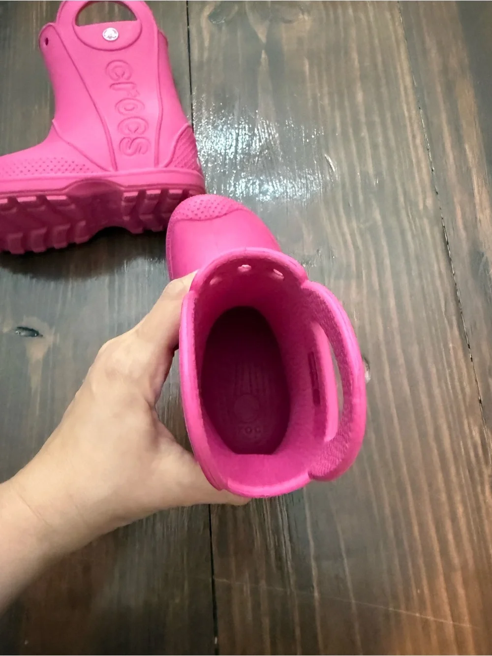 Crocs Handle It Rain Boot Kids Pink Waterproof Pull On Boots C11 12803